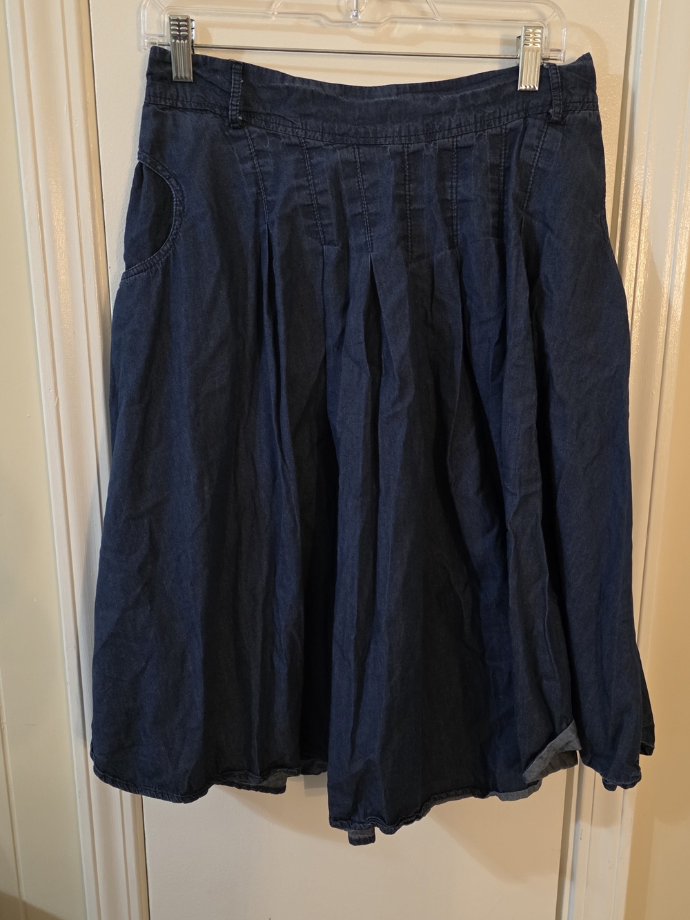 Woman's Navy Circle Skirt with Pleated Waist